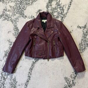 Ryegrass Jacket Womenss Size‎ M Purple Long Sleeve Cropped Faux Leather Biker